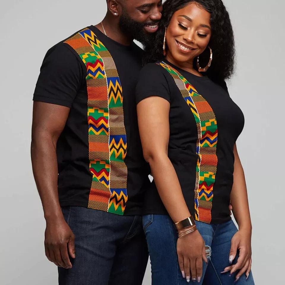 African Print T-shirt For Women Men Couple Lovers