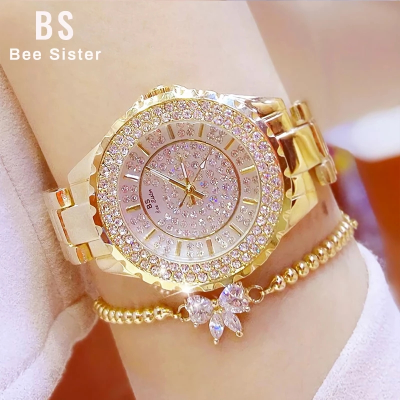 NGN 5,791.45  35%OFF | Women Watches Gold Luxury Brand Diamond Quartz Ladies Wrist Watches Stainless steel Clock Female Watch relogio feminino 2020